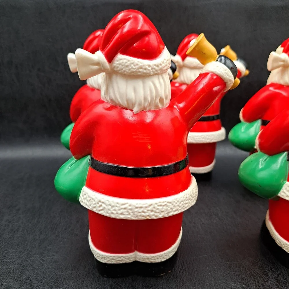 Vintage Plastic Santa Claus Figurines Set of 5 Christmas Blow Mold Style 6 inch‎